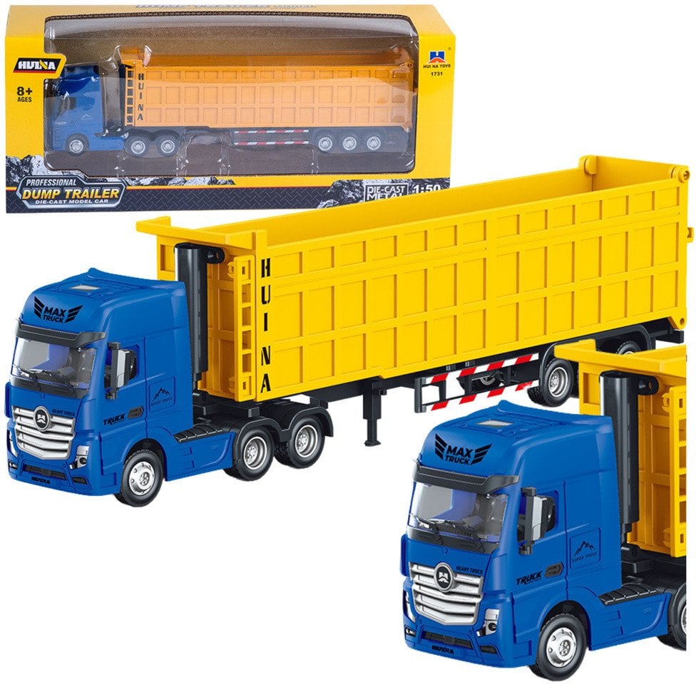 Ciężarówka Z Naczepą Objętościową Metalowa Żółta Huina 1:50