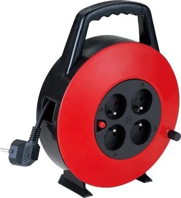 Aigostar Przedłużacz bębnowy z 4 gniazdami typu francuskiego 3G 1.0m 15 m czarny Zwijacz kabla z 4 gniazdami typu francuskiego 3G 1.0m 15 m czarny