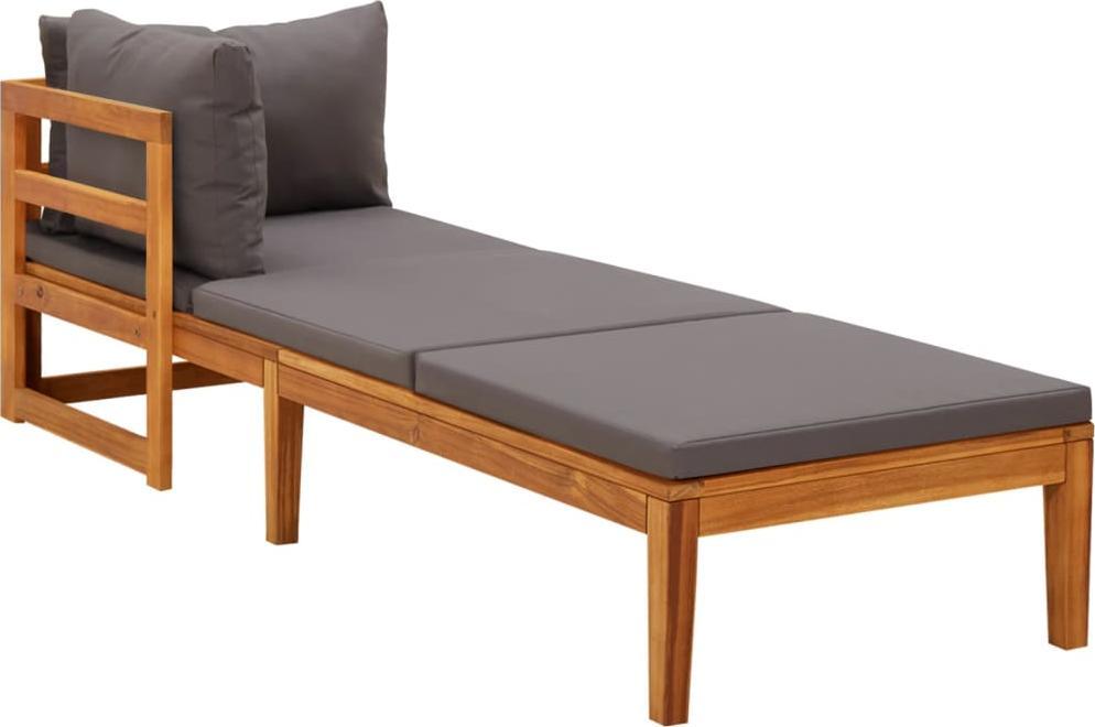 vidaXL vidaXL Leżak z podłokietnikiem, ciemnoszary, lite drewno akacjowe