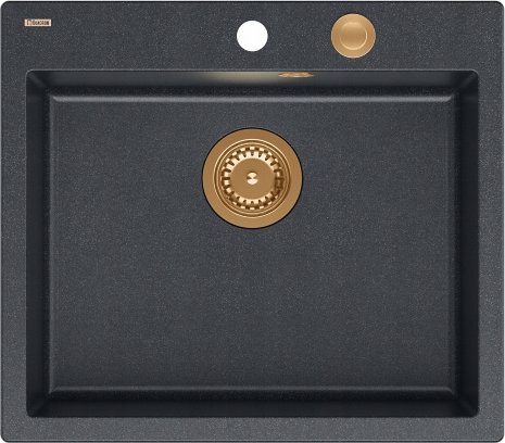 Zlewozmywak GraniteQ MORGAN 110 GraniteQ zlewozmywak black diamond z syfonem Push To Open kol. miedziany 1-komorowy b/o + zaczepy 4 szt