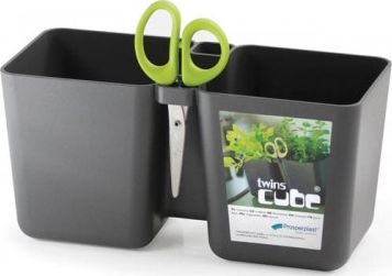 Prosperplast Doniczka Ziołówka Na Zioła Twins Cube Grafit Prosperplast