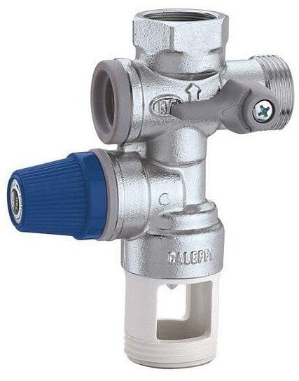 Caleffi hydrauliczna grupa bezpieczeństwa do zasobników c.w.u. z zaworem odcinającym i zaworem zwrotnym z możliwością nadzoru 1/2" 526142