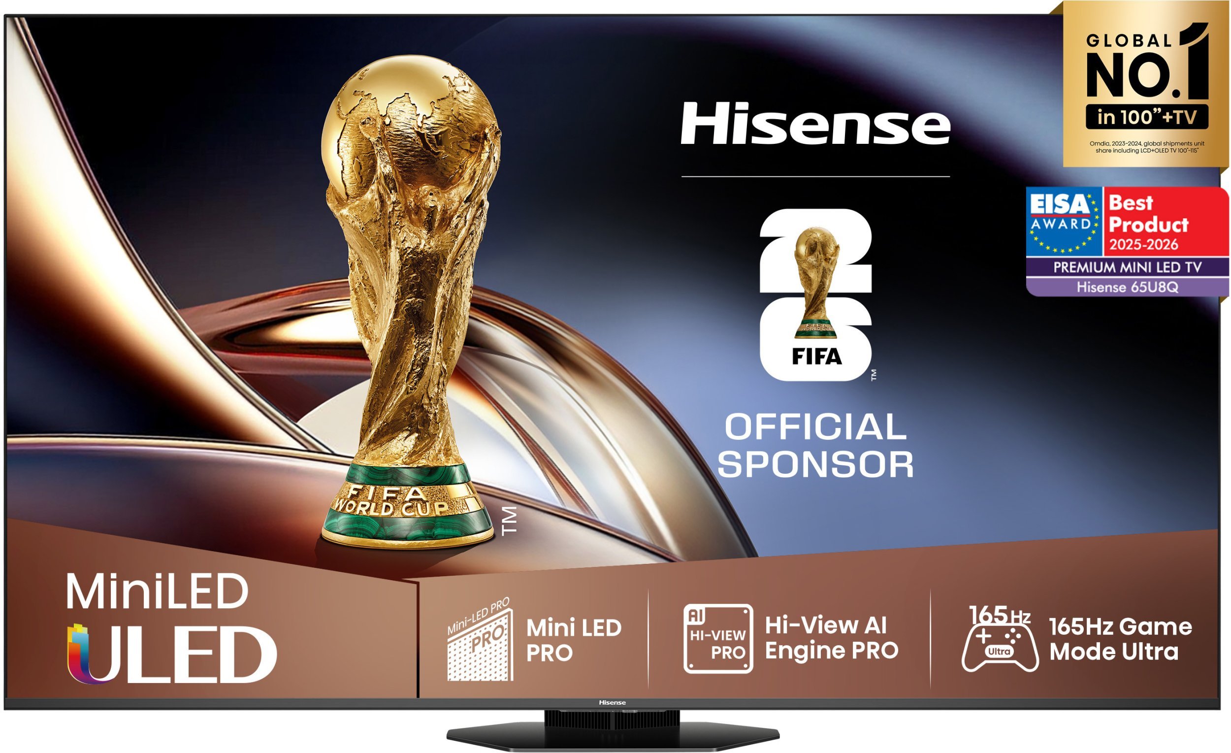 Telewizor Hisense 65U8Q ULED 65'' 4K Ultra HD 165Hz VIDAA Dolby Atmos Czarny
