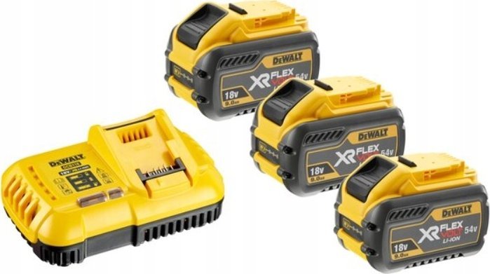 Dewalt Akumulator XR FLEXVOLT - napięcie 18/54V pojemność 9.0/3.0Ah - 15 x ogniwa 3.0 Ah, 162 Wh + Ładowarka wielonapięciowa XR DCB118X3-QW