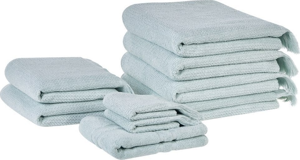 Beliani Komplet 9 ręczników bawełnianych frotte miętowy ATIU