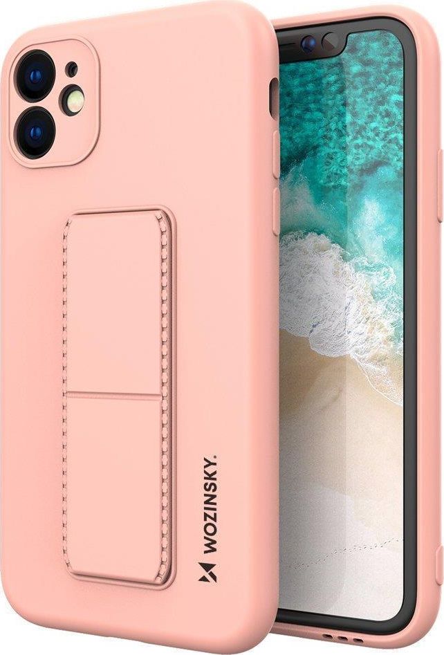 Wozinsky Kickstand Case elastyczne silikonowe etui z podstawką Samsung Galaxy A32 4G różowy