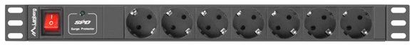 Lanberg Listwa zasilająca PDU 19" 1U 7x Schuko 2m (PDU-07F-0200-IEC-BK)