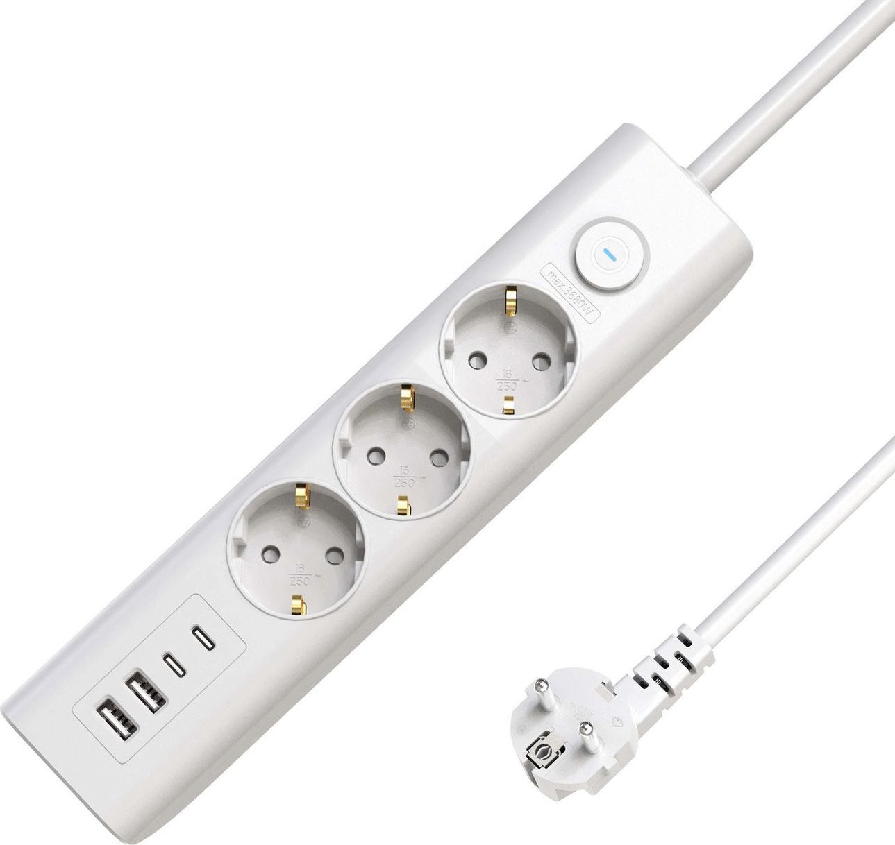 3-way USB Schuko Power Strip