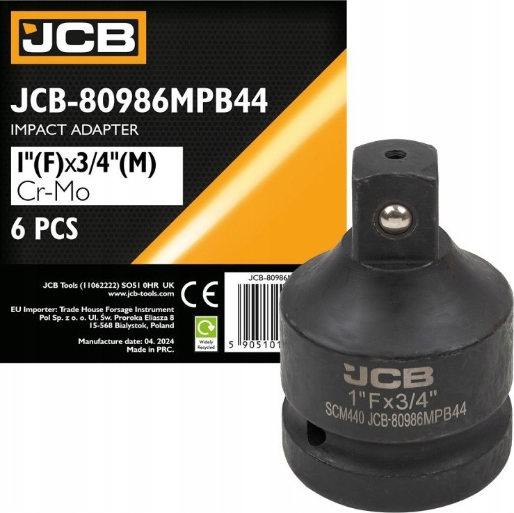 JCB Adapter udarowy 1"(F) x 3/4"(M) (wzmocniony stal SCM440)