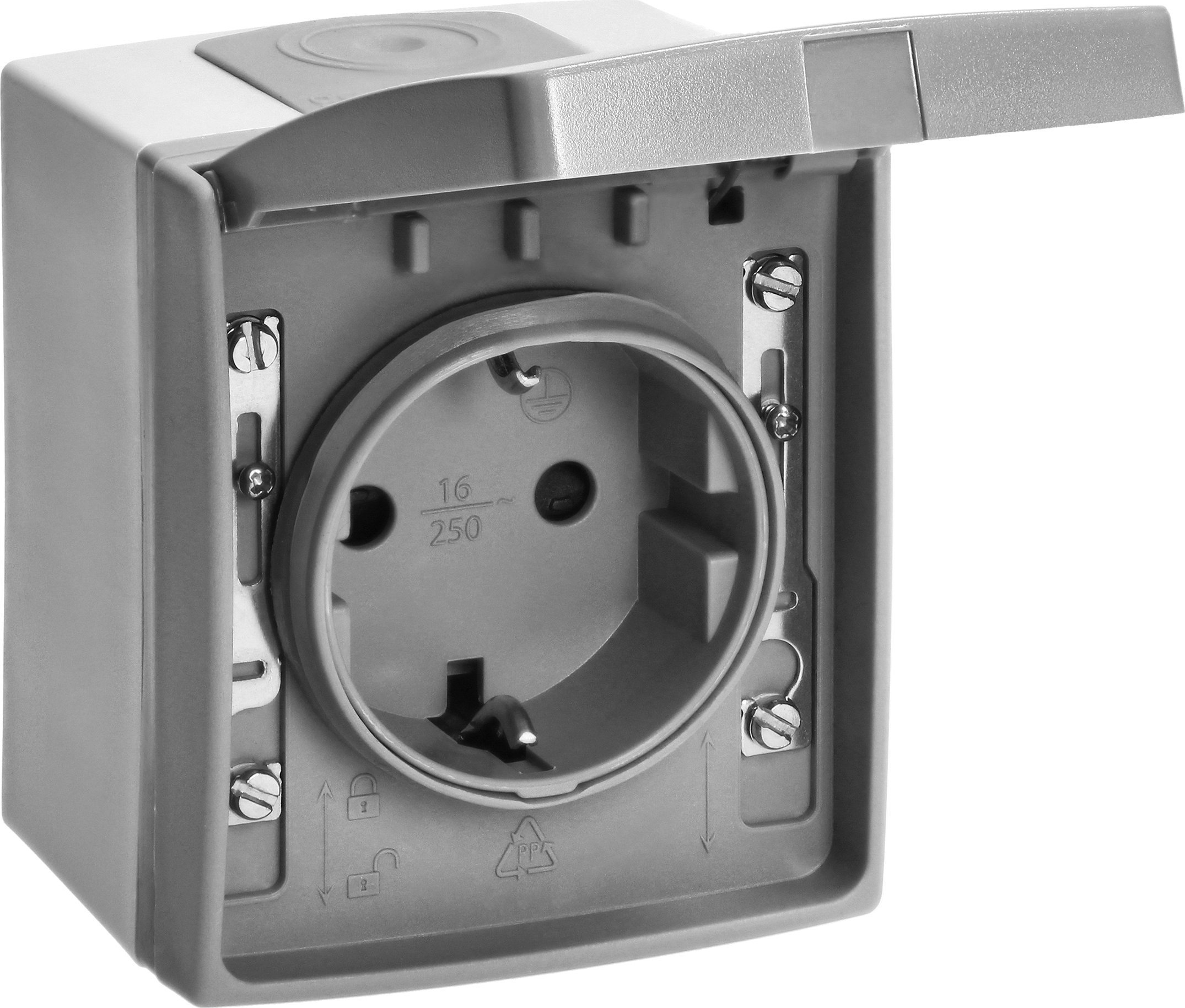 Orno Gniazdo pojedyńcze 2P+Z Schuko AQUATIC PRO IP 55 szaro-grafitowe