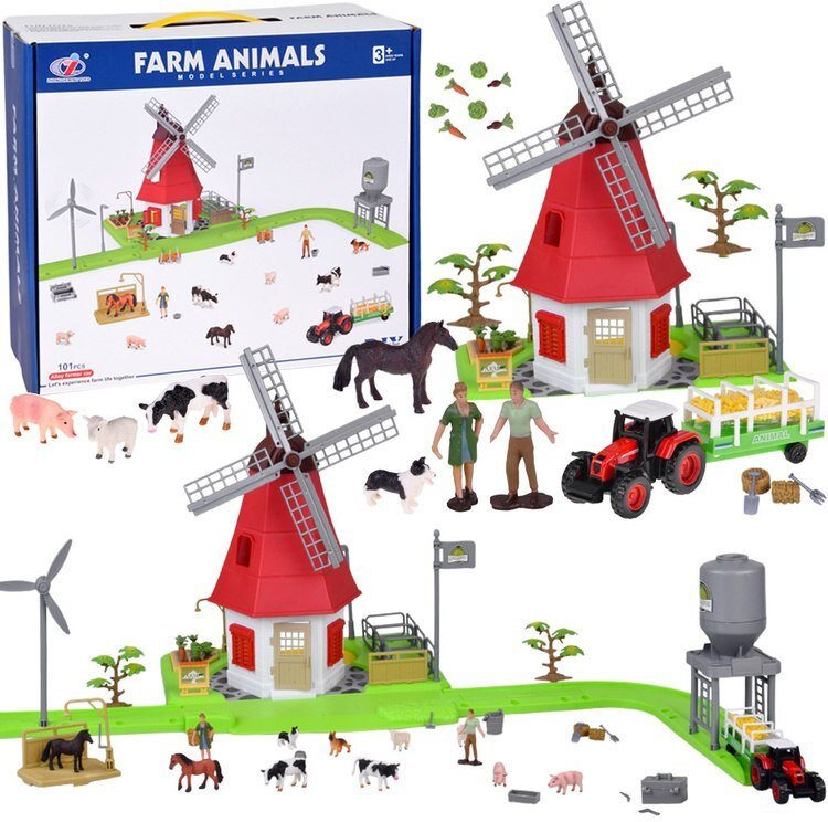 Figurka Jokomisiada SERIA ZWIERZĘTA FARMA Zestaw WIATRAK młyn 101ele figurki ZA5688