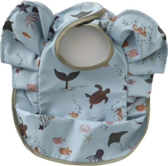 Śliniaczek dla Niemowlaka z Kieszonką i Falbankami MORSKIE ZWIERZĘTA