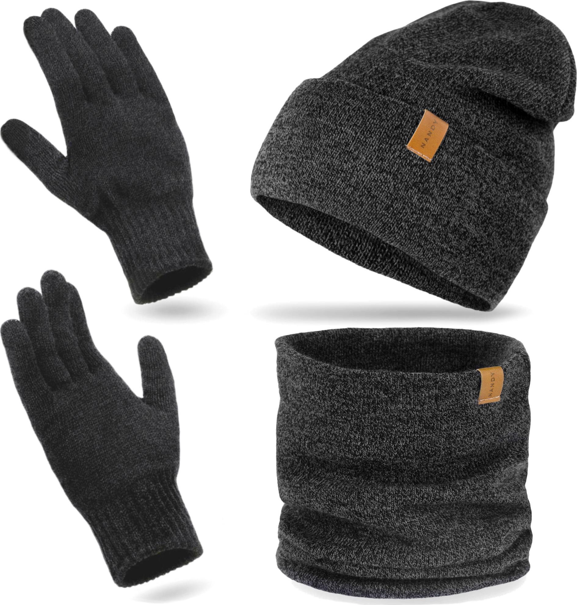 Nandy Nandy Polski Komplet Zimowy Czapka Komin Rękawiczki - Zest-Ckr-14002-Csz-M