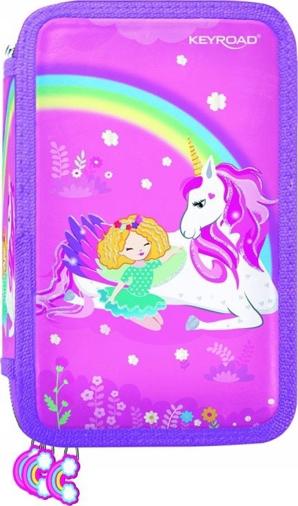 Piórnik Keyroad Piórnik KEYROAD, wyposażony, 3-komorowy, 52 elementy, 20,5x13,5x6 cm, mix kolorów