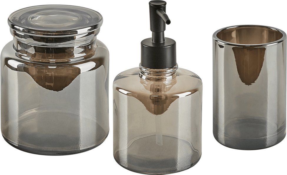 Beliani 3-częściowy zestaw akcesoriów łazienkowych szary MANAGUA