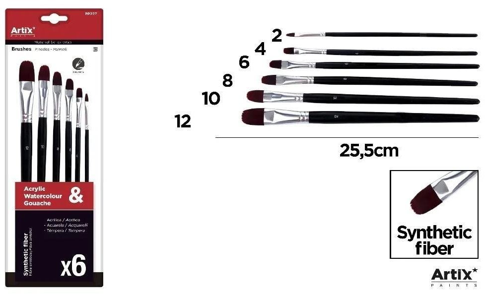 Zestaw profesjonalnych pędzli malarskich 6szt