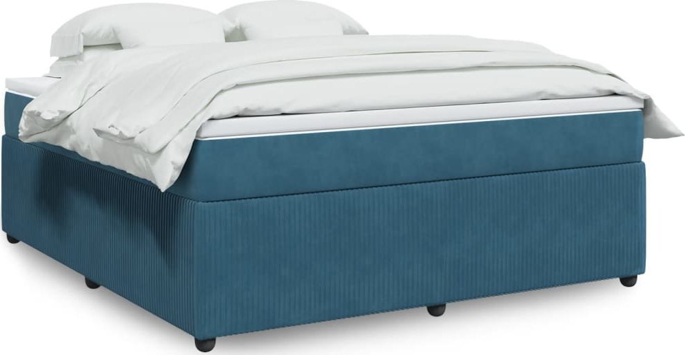 vidaXL Łóżko kontynentalne z materacem, ciemnoniebieskie, 180x200 cm