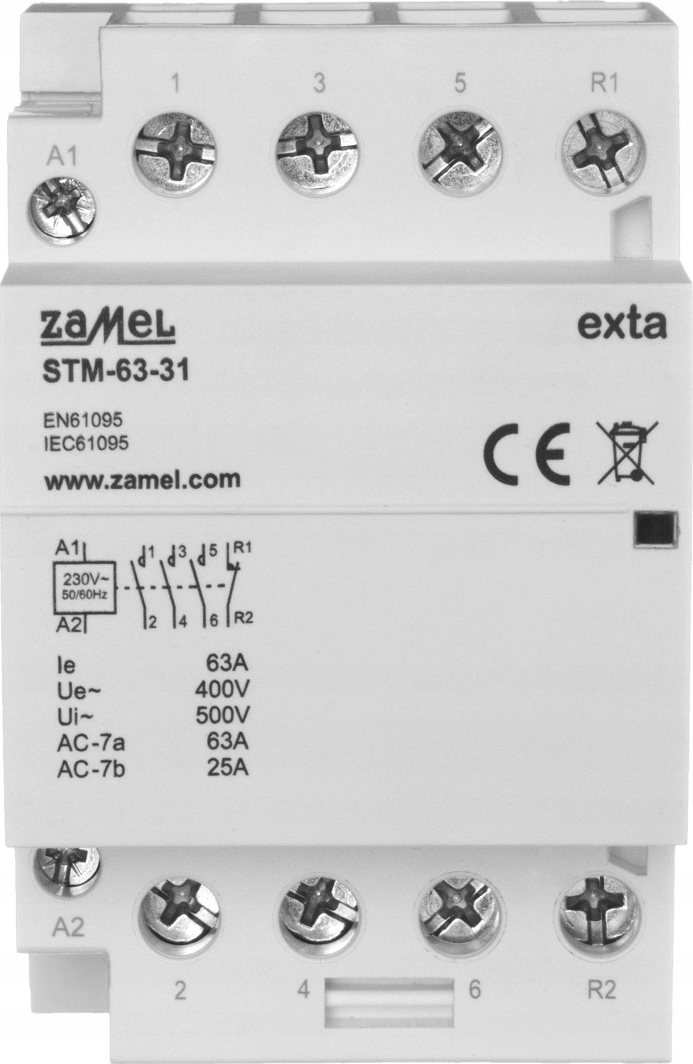 Zamel Stycznik modułowy instalacyjny 63A 3Z+1R 230V AC typ: STM-63-31 EXT10000301