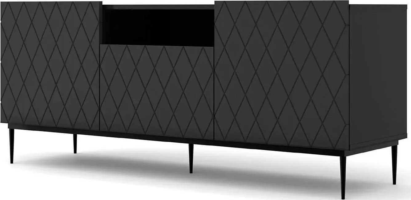 Elior Szafka rtv czarny mat + czarna rama - Nuvis 3X