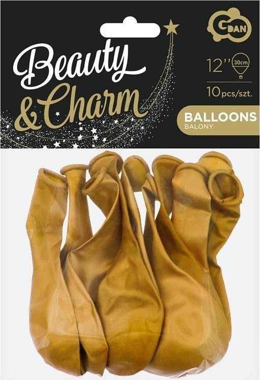 GoDan Balony Beauty&Charm metaliki złote 12"/10szt CB-1MZN