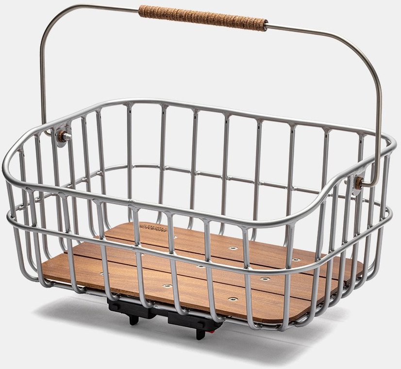 Kosz na przedni/tylny bagażnik PECKHAM LOW BASKET, Aluminium, Skórzana rączka, UNIKLIP II system (NEW 2025)