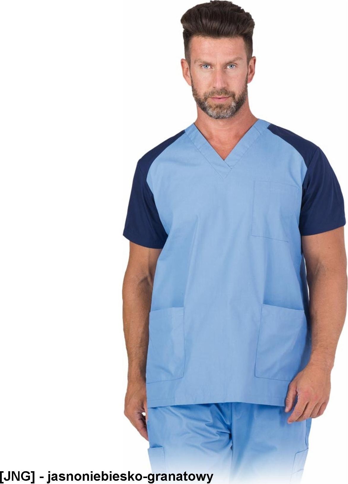 R.E.I.S. TUTTI-J - męska bluza ochronna z krótkim rękawem, 3 kieszenie, dekolt w szpic XL