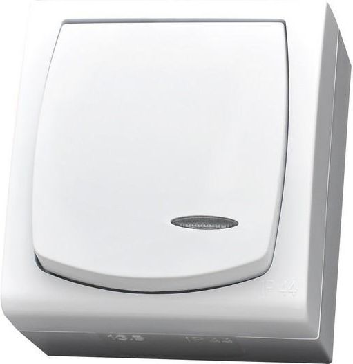 Ospel Łącznik pojedynczy Madera z podświetleniem hermetyczny IP44 biały (ŁNH-1NS/00)