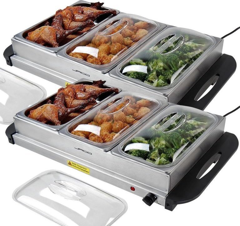 Jago Jago Zestaw 2 podgrzewaczy bufetowych, 300 W, 6 x 2,5 L