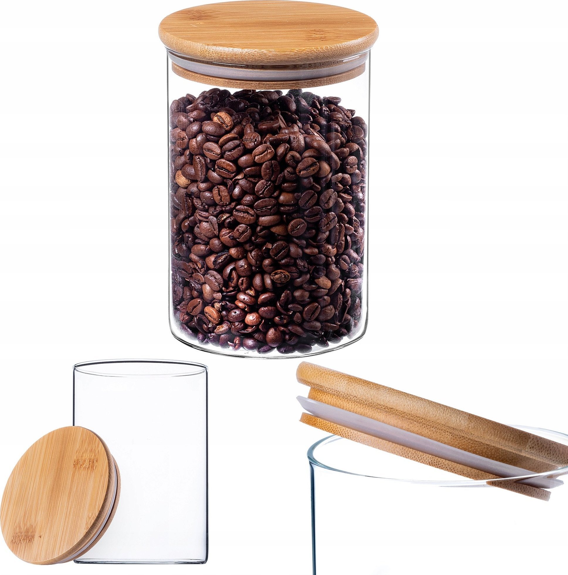 Kadax KADAX Pojemnik Na Żywność Szklany Przyprawy Makaron Z Pokrywką Słoik 1040ml