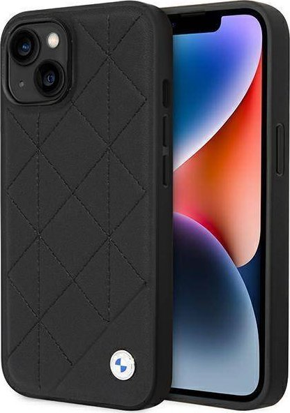 BMW Etui BMHCP14S22RQDK iPhone 14 6.1" czarny/black Leather Quilted