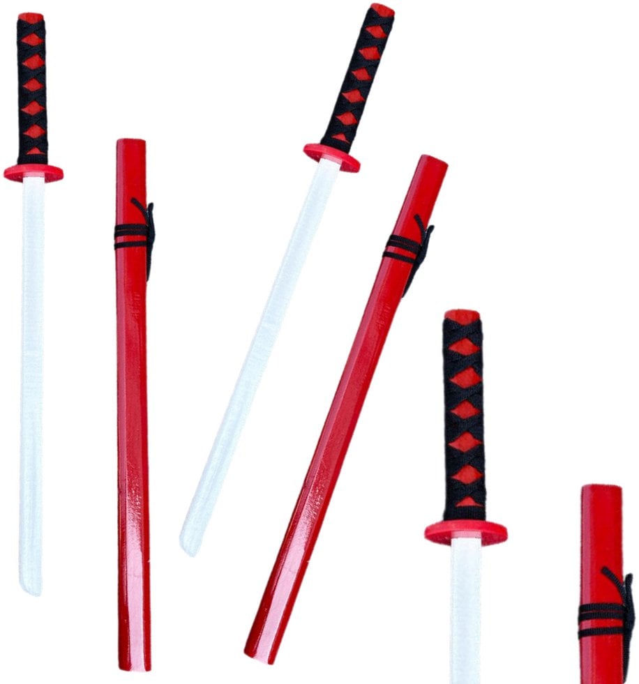 Drewniana Katana Miecz Do Zabawy Treningu Rekwizyt Czerwony 70cm