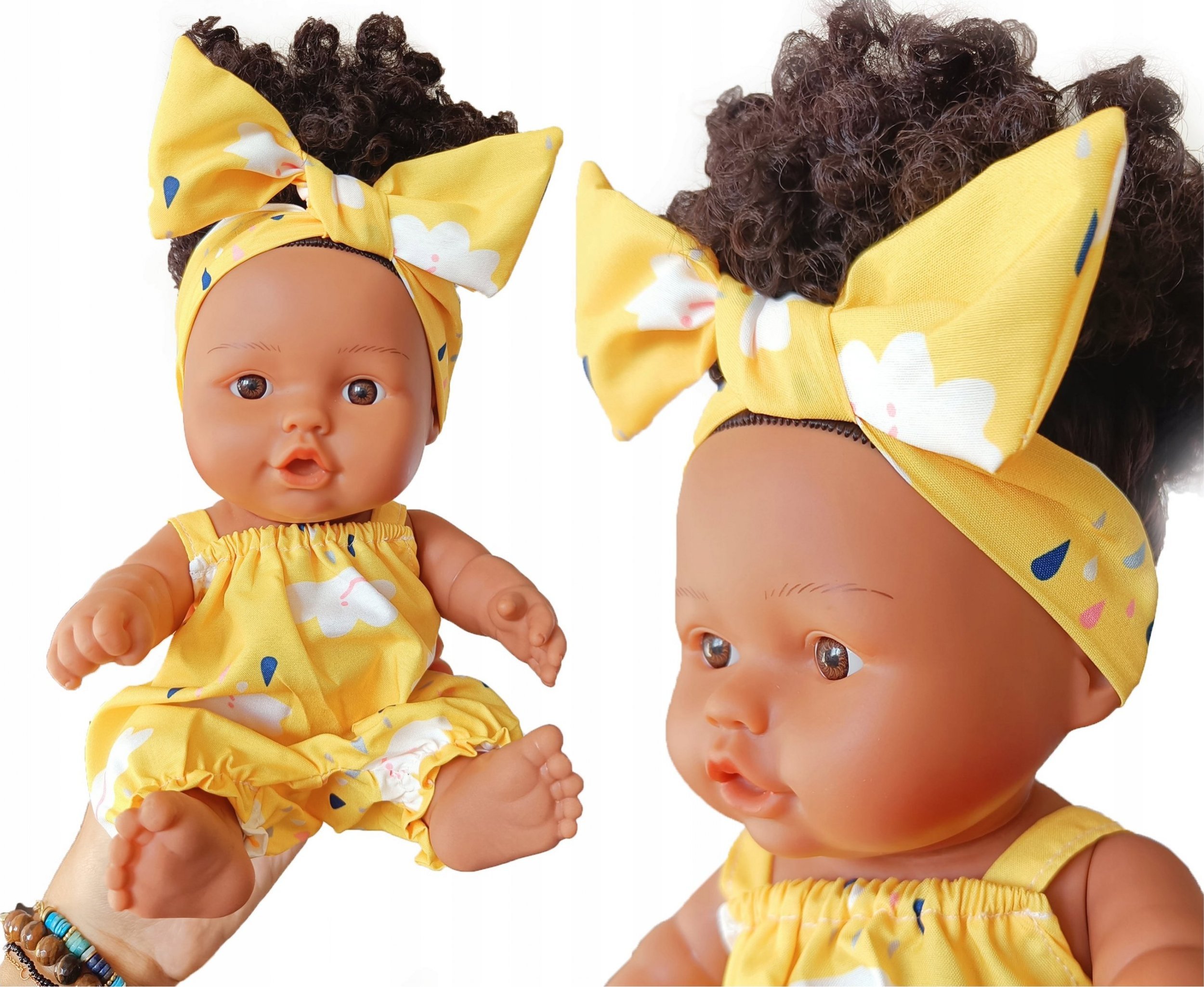 Happy Kiddo SN84526 Lalka bobas ciemnoskóra jak żywa z włosami włosy afro duża piękna prezent