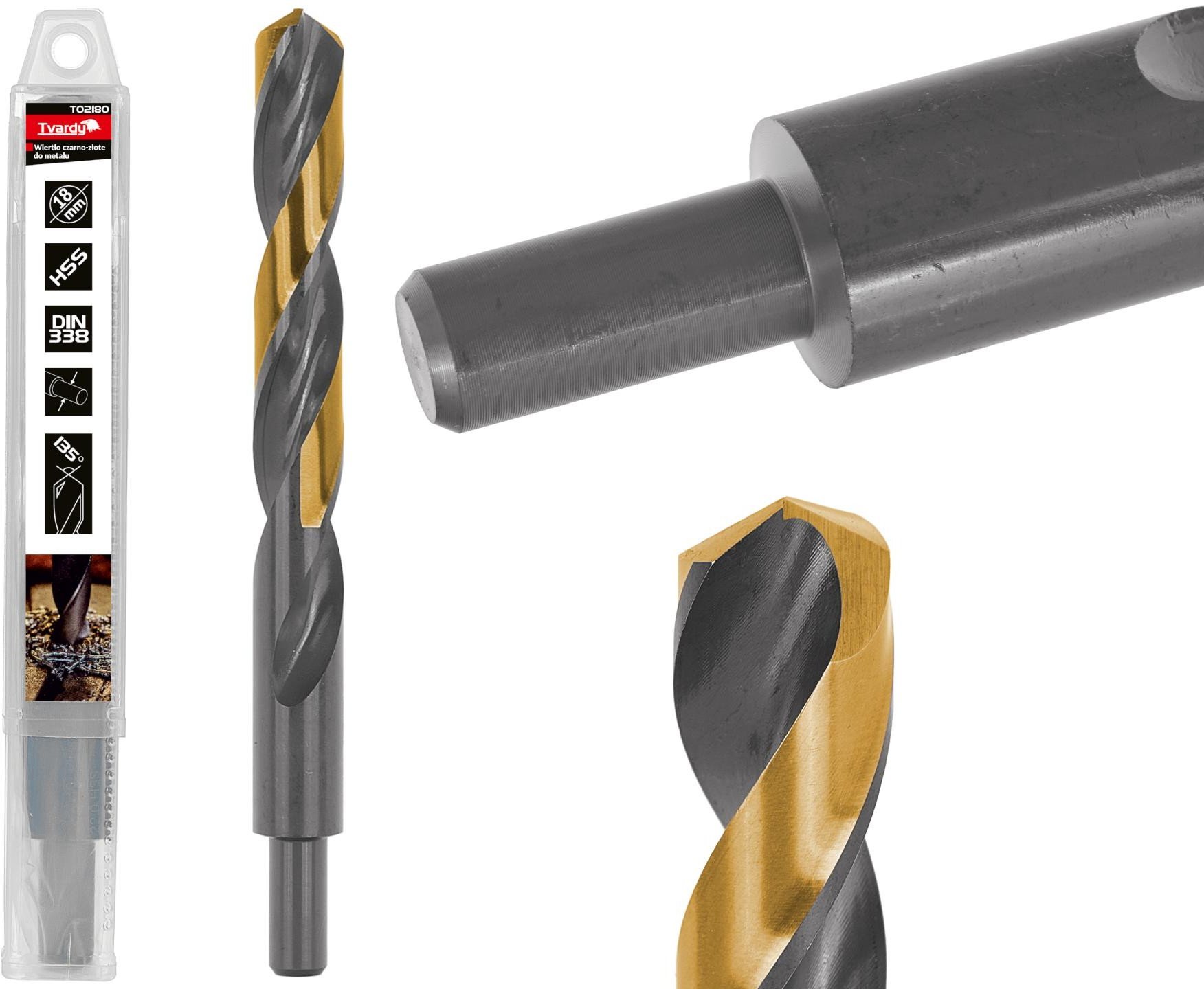 Wiertło czarno-złote do metalu HSS podtaczane 18.00mm (1/25/50)
