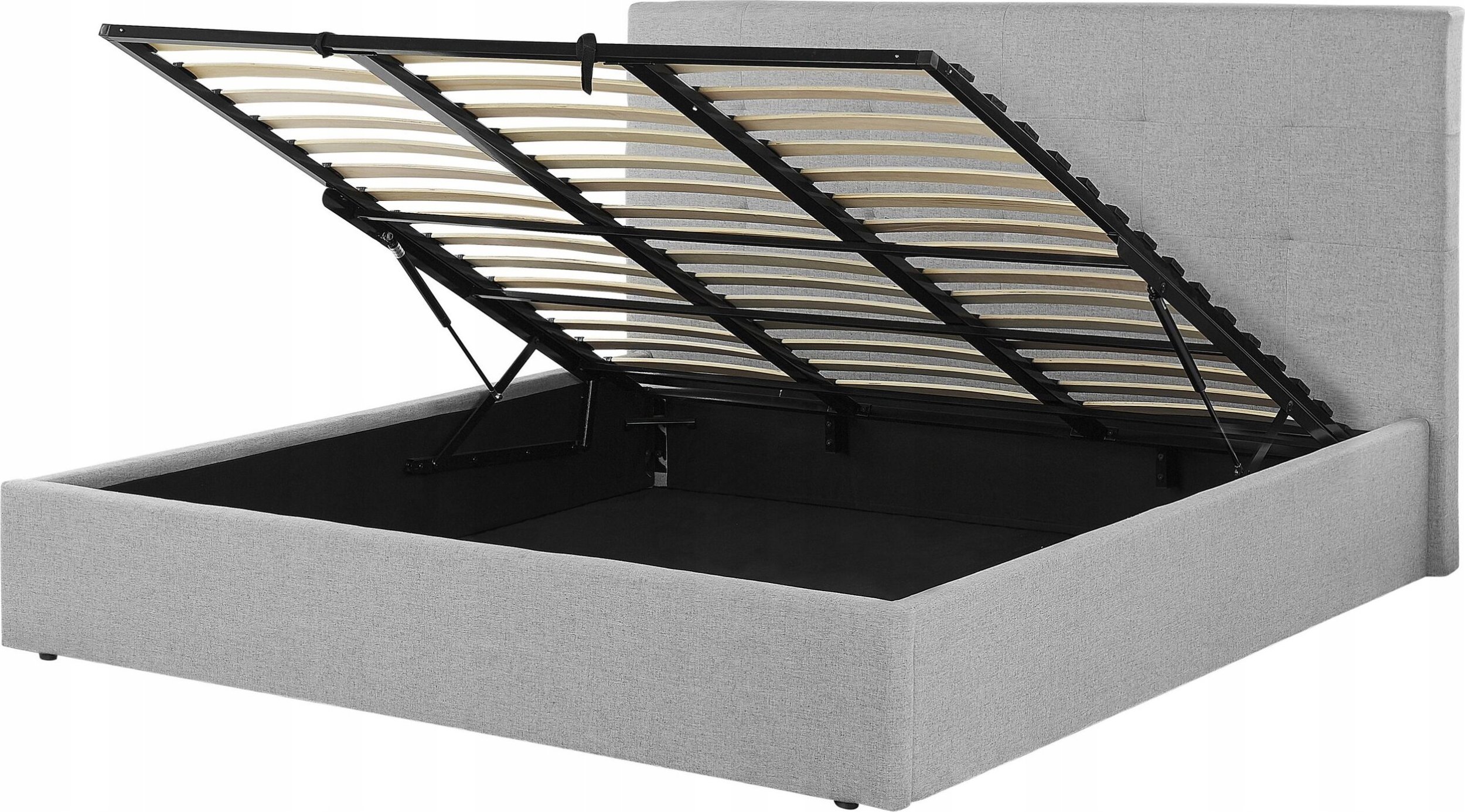 Beliani Łóżko z pojemnikiem tapicerowane 180 x 200 cm szare LORIENT!