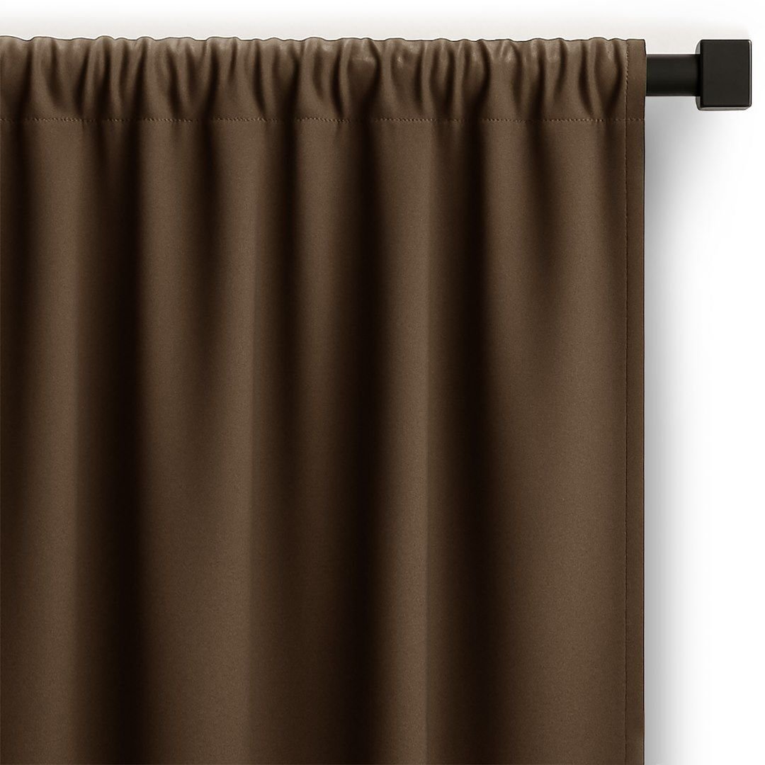 Zasłona gotowa CARLI na taśmie gładka 140x270 brązowa do salonu Restilo