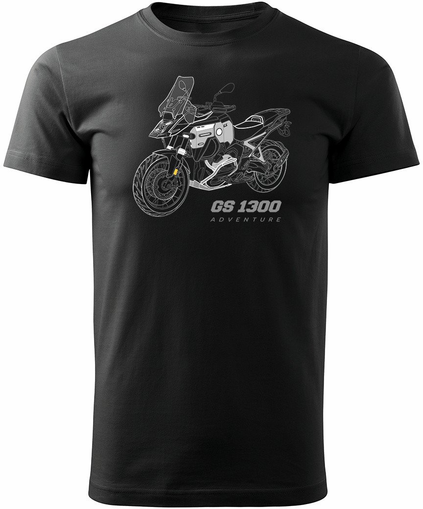 Koszulka motocyklowa z motocyklem na motor BMW GS R 1300 Adventure męska czarna REGULAR XL
