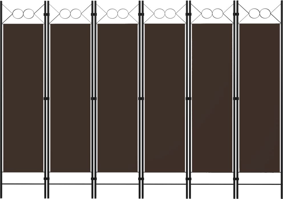 vidaXL Parawan 6-panelowy, brązowy, 240 x 180 cm