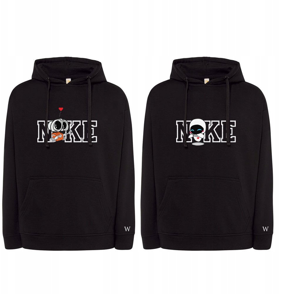 BLUZY DLA PAR Z HAFTEM NA DZIEŃ KOBIET WALL EWA INICJAŁY 2 SZT CZARNE