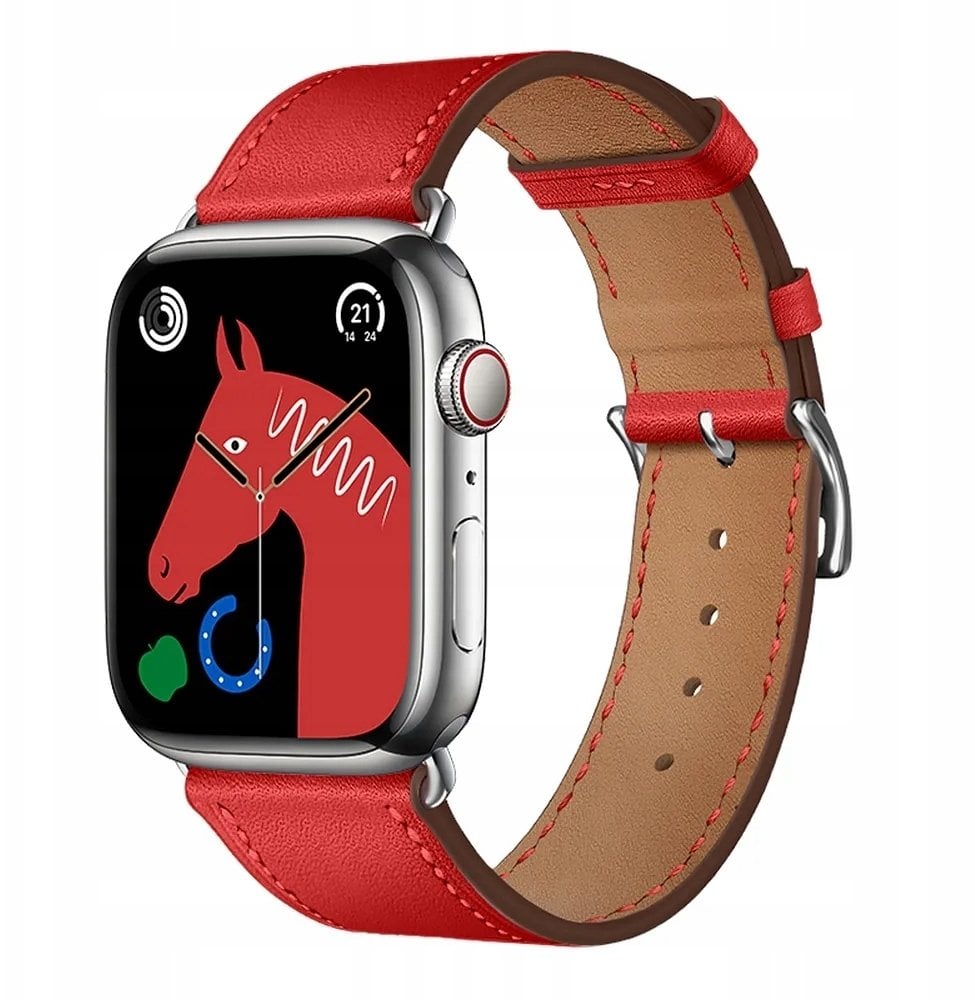 Pasek do Apple Watch Forcell F-Design FA20 dziurki skóra ekologiczna 38 / 40 / 41 mm czerwony