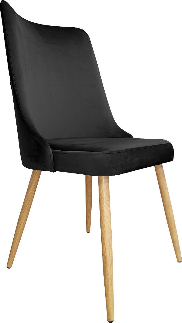 Atos Krzesło CYPRIAN 2 VELVET czarne/dąb tapicerowane na czterech nogach ATOS