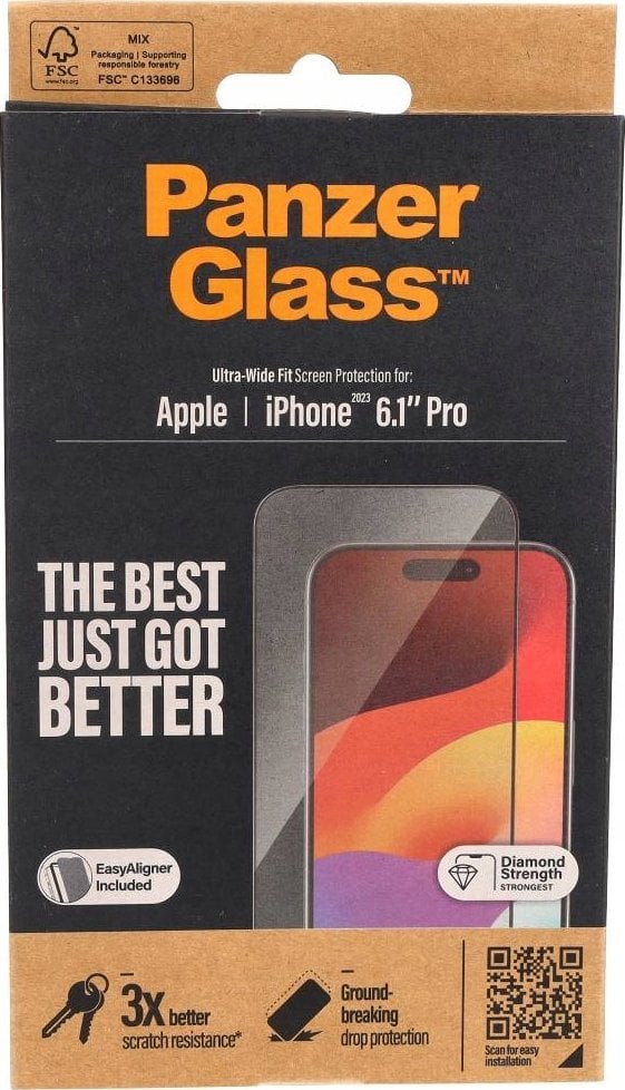 PanzerGlass PanzerGlass Ultra-Wide Fit iPhone 15 Pro 6.1" Screen Protection Easy Aligner Included 2810