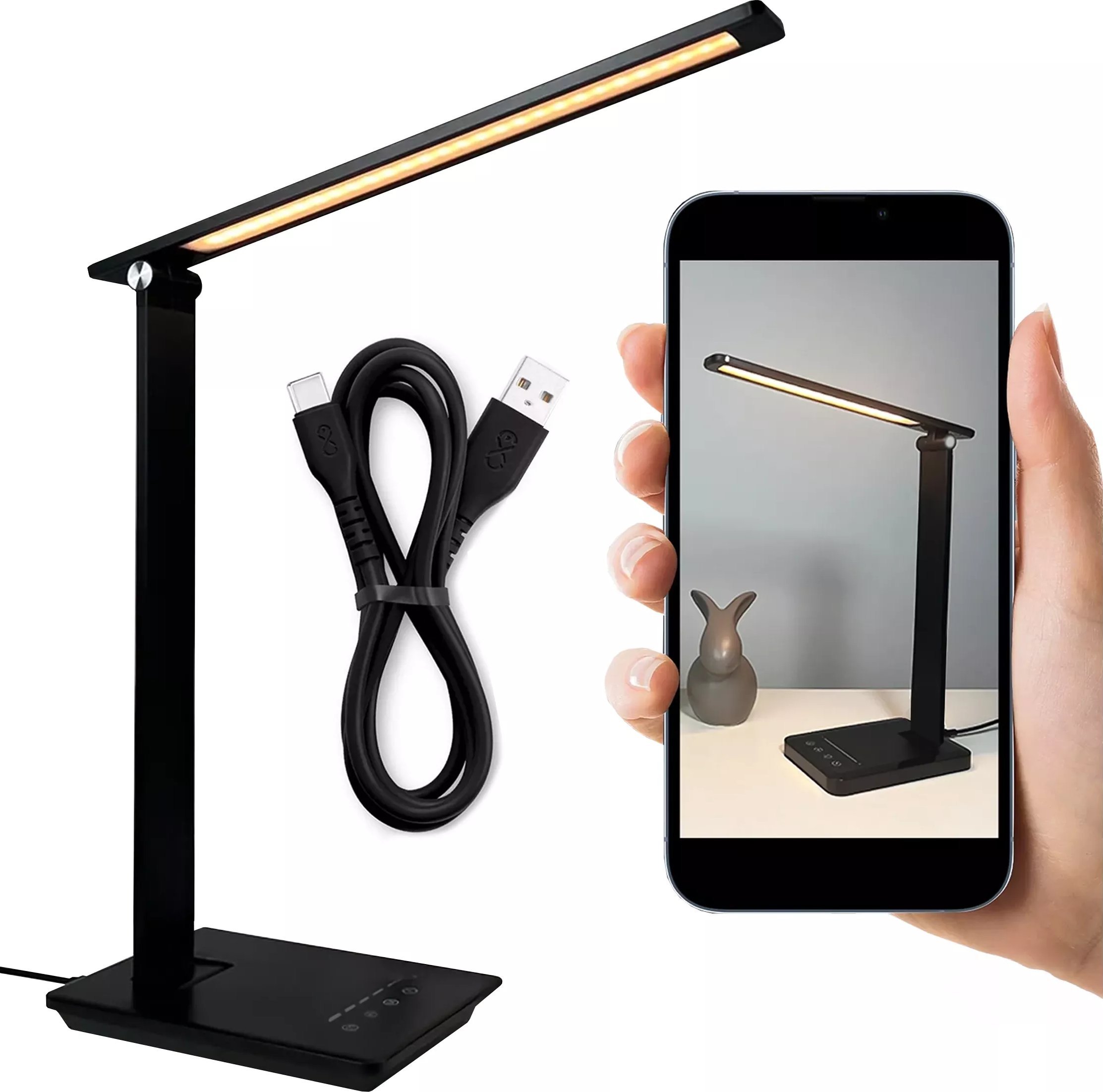 Lampka biurkowa LED składana Alogy Desk LED Lamp z gniazdem USB z możliwością ładowania Czarna