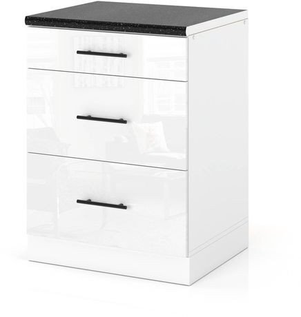Szafka Kuchenna Stojąca Z Blatem 3 Szuflady 60cm Spremium Biały Połysk