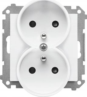 Kontakt-Simon Gniazdo wtyczkowe Kontakt-Simon 55 TGZ2MCZ.01/111 podwójne z uziemieniem z przesłonami moduł 16 A, 250V~, szybkozłącza biały mat