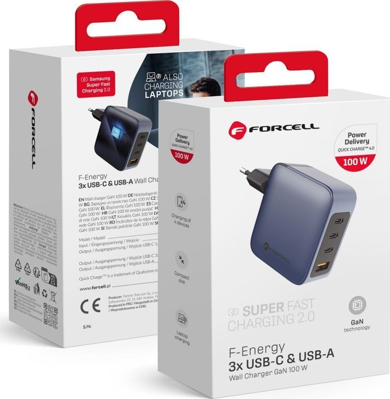 Ładowarka ForCell VT-46 1x USB-A 3x USB-C 5 A
