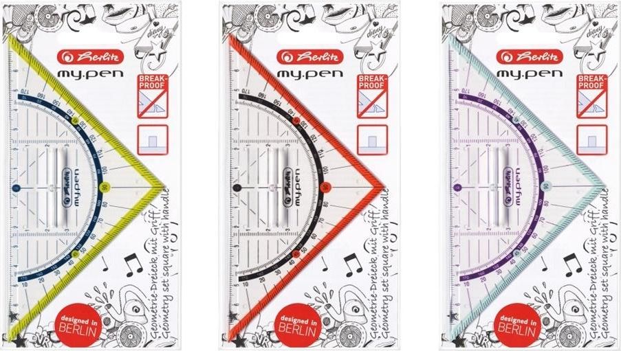 Herlitz Ekierka 16cm z uchwytem My.Pen różne kolory HERLIT