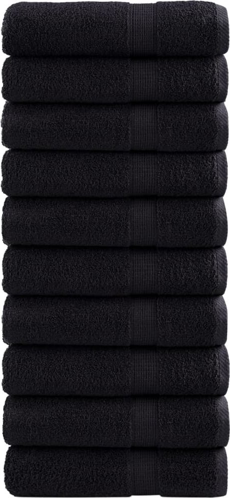 vidaXL vidaXL Ręczniki premium SOLUND, 10 szt., czarne, 50x100 cm, 600 g/cm