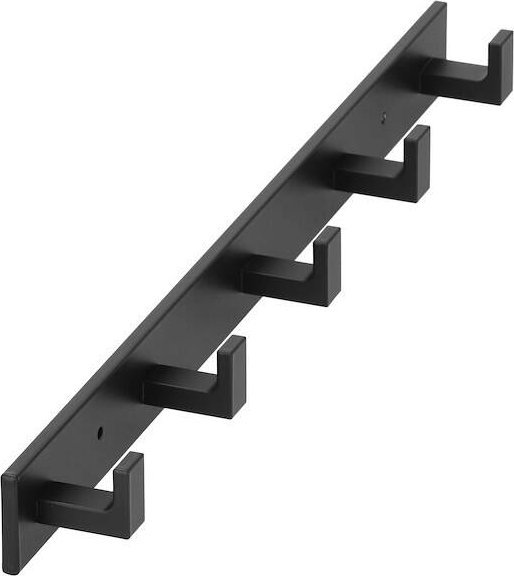 Springos Wieszak łazienkowy ścienny z 5 haczykami do przedpokoju, kuchni aluminiowy czarny UNIWERSALNY