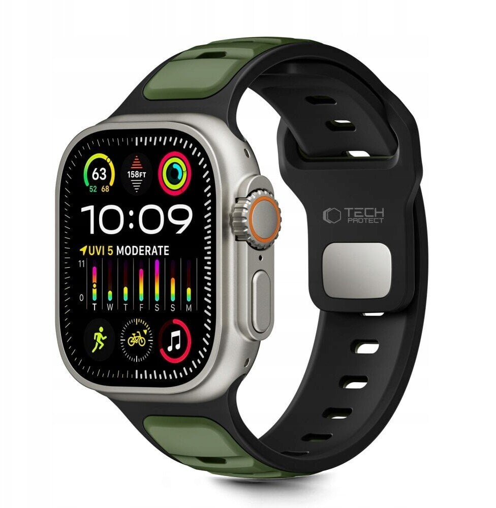 Pasek Tech-Protect IconBand Line do Apple Watch 8 / 9 / 10 / 11 / SE / Ultra 44/45/46/49mm Black/green