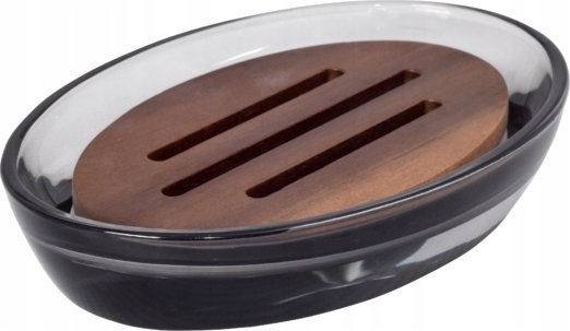 Bisk Mydelniczka szklana na mydło szara 13,8 x 9,7 x 2,6 cm